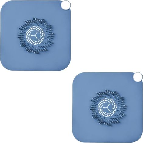 2 pièces de siphon de sol en silicone bleu pour baignoire et douche, cheveux (1/5)
