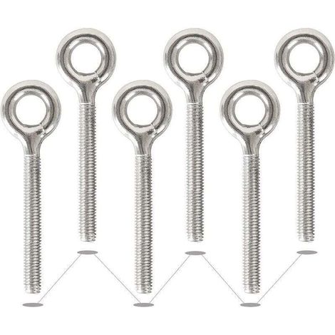 6 Pack M10 304 Anneaux en Acier Inoxydable Soudés Fermés Boulons à Oeil de Tige Filetée Résistant à La Corrosion-Vis à œil (1/4)