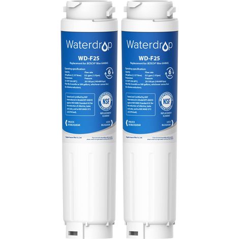 Waterdrop WD-F25 Filtre à Eau pour Réfrigérateur, Compatible avec Bosch UltraClarity 644845 REPLFLTR10 00740560 9000194412 Neff Gaggenau Miele/Haier 0060820860 0060218743 Rangemaster DXD 90170(2) (1/5)