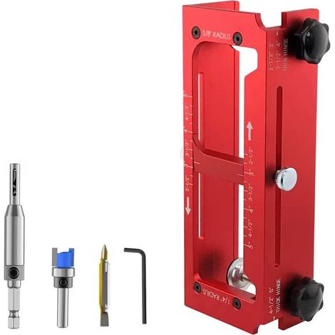 Guide de fraisage charnières à anneaux aluminium, gabarit réglable pour défonceuse, bricolage et atelier (1/5)