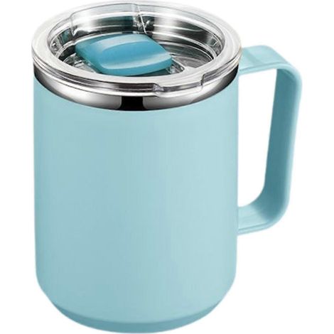 Mug isotherme portable et étanche, réutilisable, avec couvercle et poignée, idéal pour les voyages, les fêtes, le camping, la plage et le bureau.-Light blue