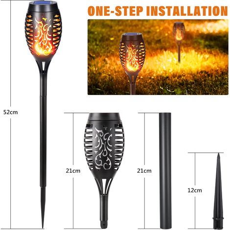 Lampe Solaire Exterieur - 6 Pièces 12 LED Lampe Solaire avec Flammes Réalistes, Imperméable Lampe Torche Solaire pour Décor Jardin, Patio, Chemins, Pelouse (1/5)