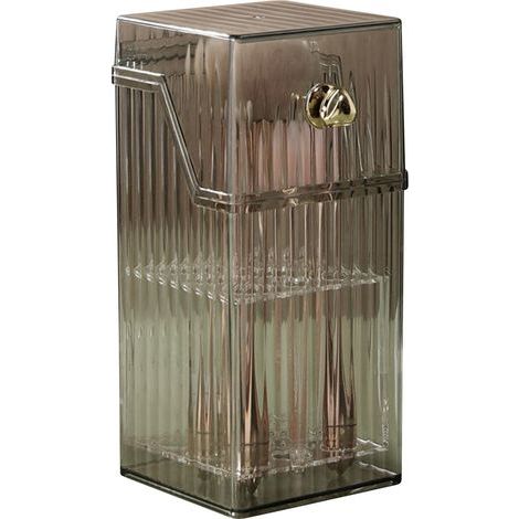 Boîte de rangement pour pinceaux de maquillage – Gris luxe – Boîte anti-poussière pour coiffeuse – Taille unique (1/5)