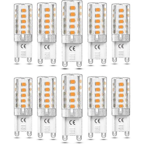 Lot de 10 ampoules LED G9 dimmables 5W blanc chaud 3000K, équivalent halogène 50W AC110/220V [Classe énergétique F] (1/4)