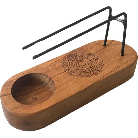 Calentador PequeÃ±o Palo Santo - Madera de Teca - DiseÃ±o Mandala