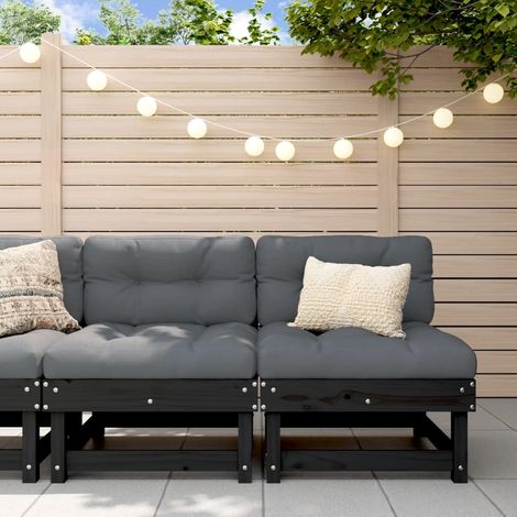 Garten-Mittelsofas 2 Stk. Schwarz Massivholz Kiefer (1/5)