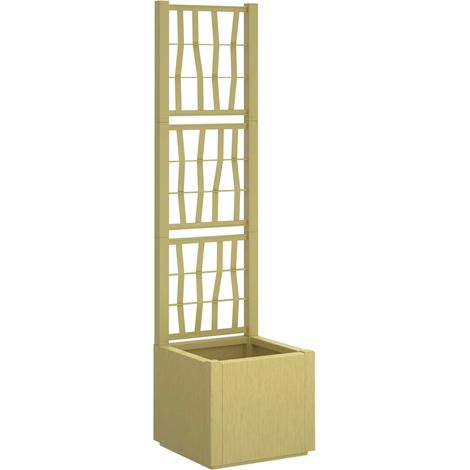 vidaXL  Garden Planter with Trellis  Green 36 x 36 x 140 cm PP