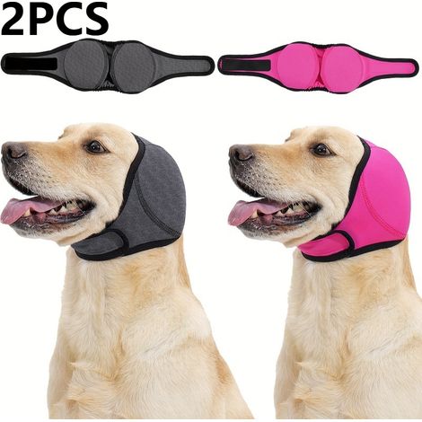 2 protège-oreilles ajustables pour chiens (2pcs), design anti-anxiété et anti-bruit pour orages, feux d’artifice et voyages, ajustement confortable pour chiens de races moyennes et grandes, 251L, rose (1/5)