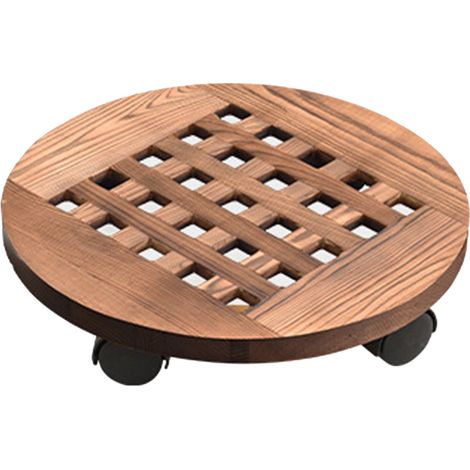 Soporte universal con ruedas para ollas, estante de madera con ruedas con freno (tamaño 40 cm, madera, beige, 1 unidad) (1/5)