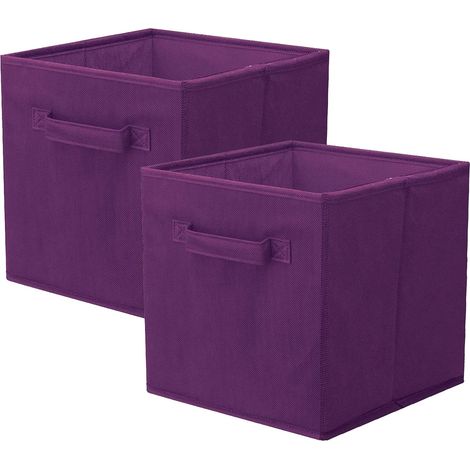Aufbewahrungsboxen für Schränke und Spielzeug, faltbare Aufbewahrungsboxen aus Stoff und Aufbewahrungsschubladen aus Stoff, 2er-Set (Dunkelviolett)