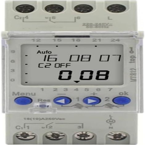 Minuterie Double Canal - 220 V - Affichage LCD 7 Jours - Puissance 16 A - Pour Éclairage Machines Ventilation - 1 Pièce (1/5)