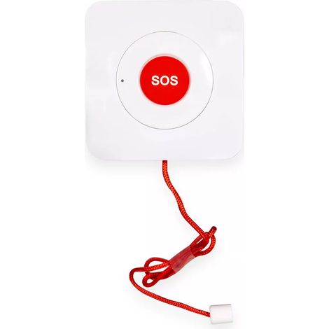 Bouton SOS avec cordelette de déclenchement supplémentaire - 100 % autonome sans fil avec buzzer intégré 80dB (gamme HY) (1/5)