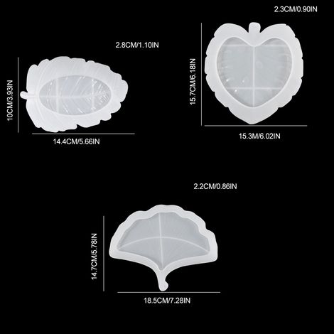 3 Moules en Silicone Feuilles pour Résine Époxy - Plateau de Moulage DIY pour Sous-verres et Décorations (1/5)