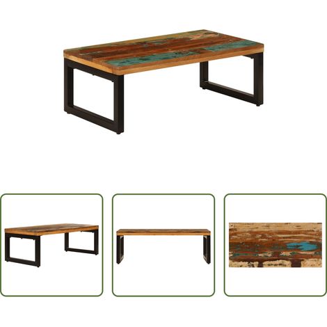 Bois de récupération - Table basse 100x50x35 cm Bois de récupération solide et acier (1/5)