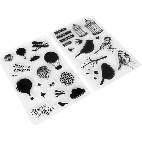 Lot de 2 tampons transparents recyclables et hypoallergéniques pour la création de cartes, la décoration et le scrapbooking.