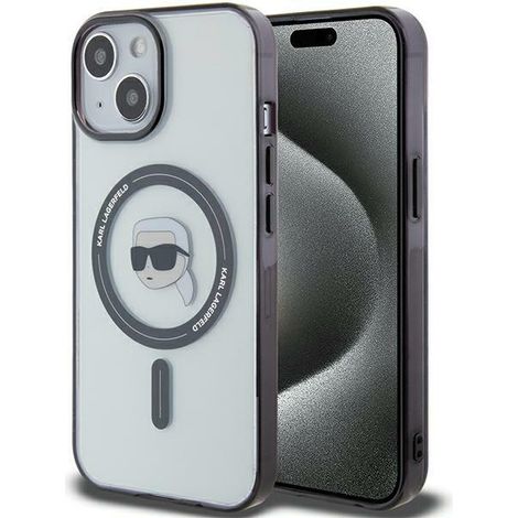Karl Lagerfeld KLHMP15MHKHNOTK Transparente Hartschalen-Schutzhülle für iPhone 15 Plus / 14 Plus (6,7 Zoll) mit IML-MagSafe-Anschluss und Karls Kopf (1/5)