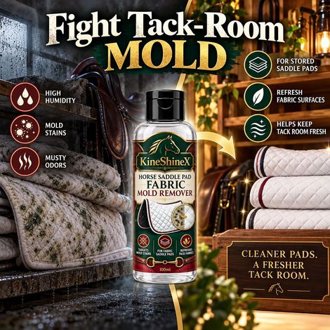 KineShineX Saddle Pad Fabric Mildness Remover: Deeply cleans and revitalizes mildew stains on saddle pads, removing mildew and odor. (1/4)