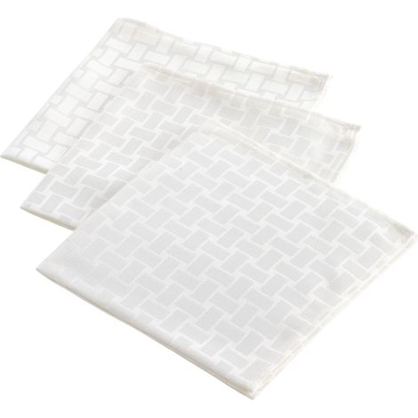 Lot de 3 Serviettes de Table Jacquard Damassé 40 x 40 cm Maillon Beige