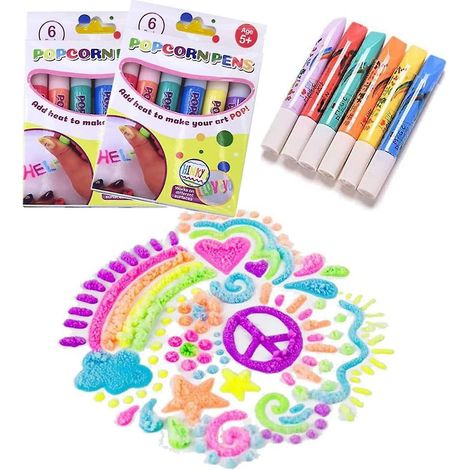 Stylos à popcorn magiques pour enfants, stylos à popcorn 3D à faire soi-même, stylos à dessin à bulles, stylos artistiques sûrs compatibles avec les cartes de vœux