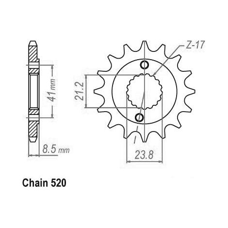 Pignon TT Honda - 520 - 14 Dents - Similaire JTF1322 - Made in Germany
