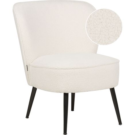 Sillón decorativo acolchado sin reposabrazos sala de estar bouclé blanco Voss