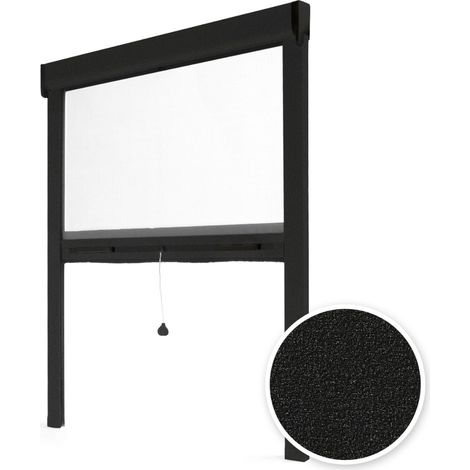 Moustiquaire Enroulable Alu Noir L125 x H220cm – Moustiquaire pour Fenêtre Recoupable