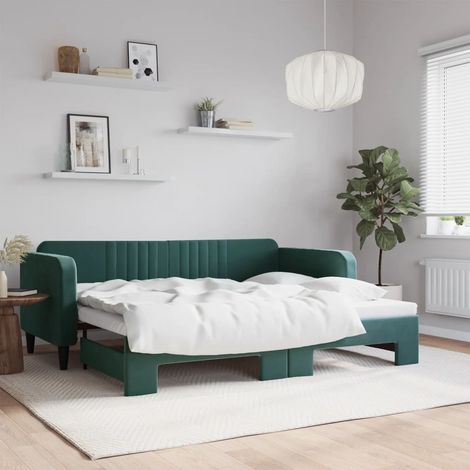 Sofá cama nido terciopelo verde oscuro 90x200 cm vidaXL (1/5)