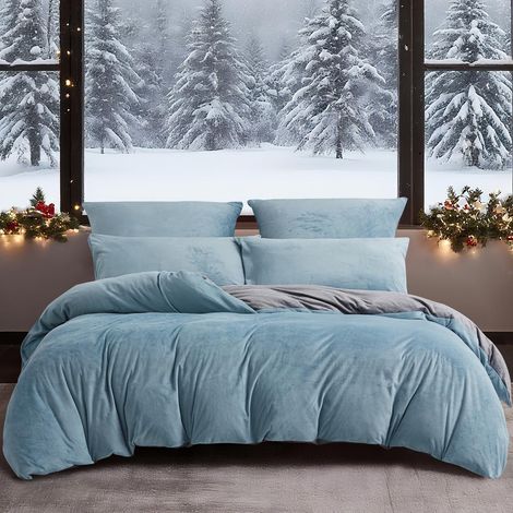 Winter Bettwäsche 200x200 cm, warm & kuschelig, Wendebettwäsche, 3-teilig