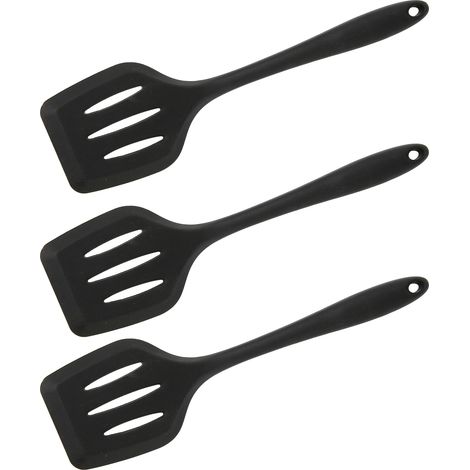 Lot de 3 spatules en silicone faciles à nettoyer et inodores, de qualité alimentaire, avec fentes et ergots, outil de cuisine multifonctionnel (1/5)