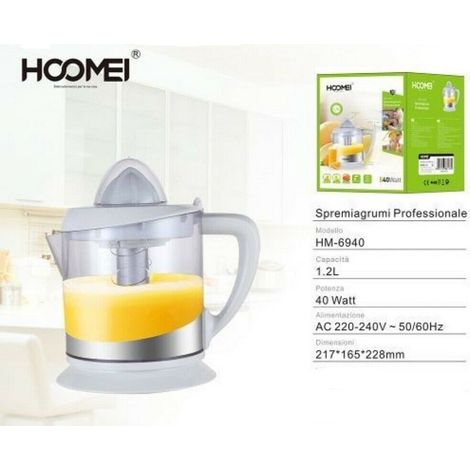 TRADE SHOP - Spremiagrumi Elettrico Professionale Limoni Arance 1,2l 40 Watt Hoomei Hm-6940 -