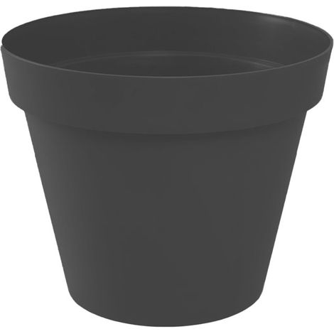 Pot de fleur Toscane Ø15 x 13,6 cm rond - 1,6 litres - gris anthracite - EDA (1/2)
