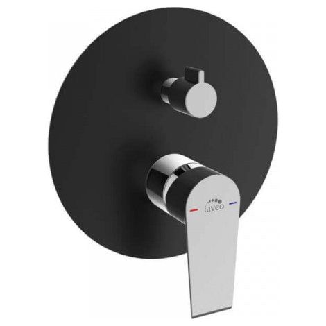 Robinet de douche encastré Largo Laveo avec inverseur, finition chrome noir