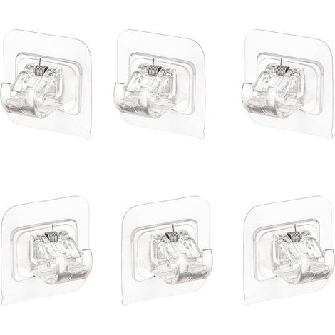 6 Pièces Support Transparent Auto-adhésif pour Tringles à Rideaux, Supports de Tringle Auto-Adhésifs, Forte Adhérence, ne se Décolle Pas, pour Tringle à Rideaux pour Serviettes Rideaux (1/5)