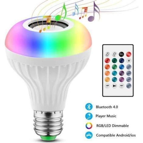 Ampoule Led Rgb Bluetooth E27 - Lampe Couleur Intelligente Avec Haut-Parleur Intégré - Pour Éclairage Et Diffusion Musicale - 2 Pièces (1/5)