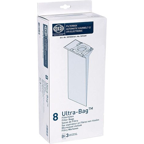 SEBO 8 sacchetti elettrostatici in tessuto non tessuto per aspirapolvere verticale, 5093ER (1/2)