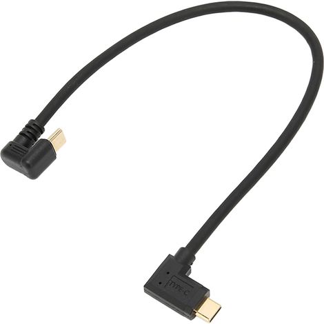 Câble USB-C Mâle à Mâle 10 Gbps, Charge Rapide 4K 60 Hz, Coudé, 30 cm