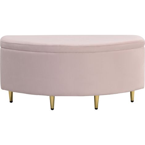 Banc coffre de rangement en velours rose 90 x 40 x 42 cm, siège d’entrée et ottomane polyvalente pour salon, chambre et couloir - CHICFURN (1/5)