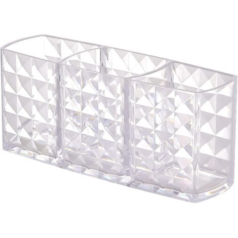 3 Fentes Organisateur de Maquillage Rangement, Rangement Maquillage Pinceaux, Support pour Pinceaux de Maquillage, Pinceau Maquillage Organisateur pour Bureau Vanités Chambre Coucher Salle Bains (1/2)
