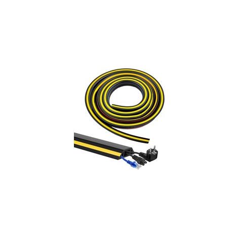 Cache Câble Sol Autocollant 400 cm - Goulotte de Passage de Câble PVC Flexible Noir - Pour Bureau, Ateliers et Entrepôts