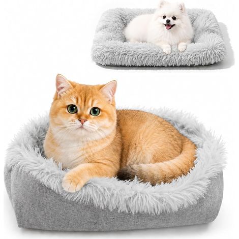 Lit pour Chat Chien, 61 x 51cm 2 en 1 Coussin Moelleux pour Chien (1/5)