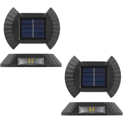 QAZQA Lot de 4 Lampes Solaires Murales pour clôture, lampes Murales d'Extérieur vers le haut et vers le bas, Lampes Solaires de Sécurité Etanches pour la maison, le jardin, le porche, la cour (1/5)