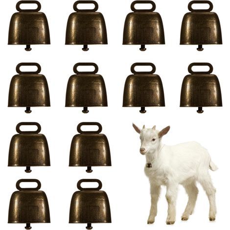 Set of 12 Cowbells, Iron/Bronze, 3x3.5cm, Livestock (Sheep/Goat), Christmas Decoration/Crafts (1/5)