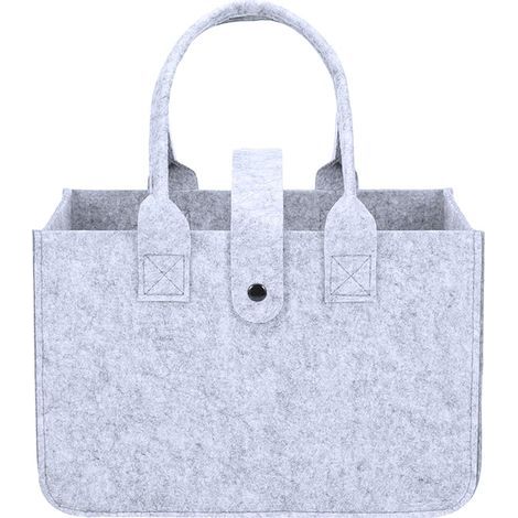 Filz-Einkaufskorb mit klappbarem Griff – 30 x 20 x 18 cm – Kleiner Aufbewahrungskorb – Grau – Handtasche für Einkäufe, Ausflüge, Aufbewahrung, Picknicks, Arbeit (1/5)