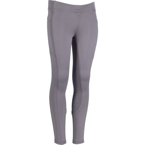 Leggins da equitazione bambina a vita alta con grip totale in silicone modello Lana: 6/7 anni, grigio scuro 9300 (1/2)