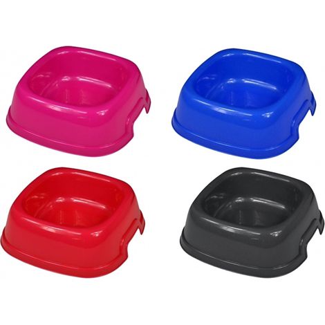 TrAdE Shop Traesio - Ciotola Vaschetta Plastica Quadrata 22x22x7,5cm 0,73lt Cane Animali Cibo Acqua -