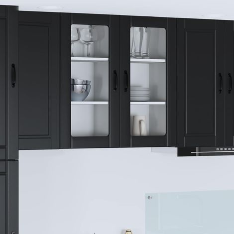Küchenschrank mit Regal Schwarz 40 x 31 x 80 cm Holzwerkstoff