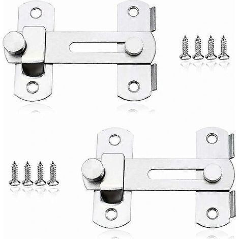 Serrure de porte, deux serrures en acier inoxydable avec vis, convenant aux ferrures de portes et fenêtres. (1/5)