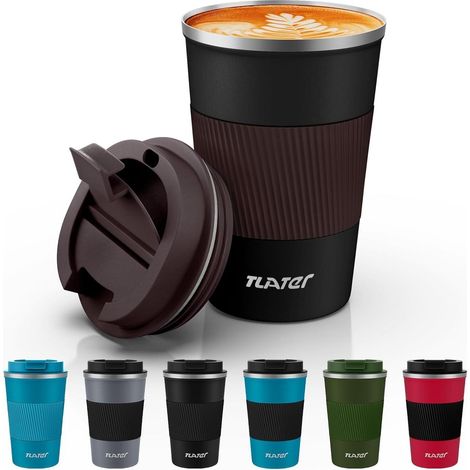 Tlater Kaffebecher to go 380ml Thermobecher Isolierbecher Edelstahl Travel Mug (1/5)