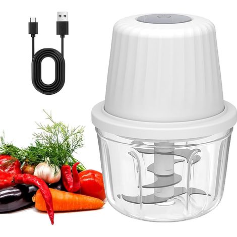 Zwiebelzerkleinerer, 400 ml, elektrischer Multizerkleinerer, kleiner elektrischer Zerkleinerer, Universalzerkleinerer, Gemüsezerkleinerer, Mixer für Fleisch, Zwiebeln, Knoblauch (1/5)