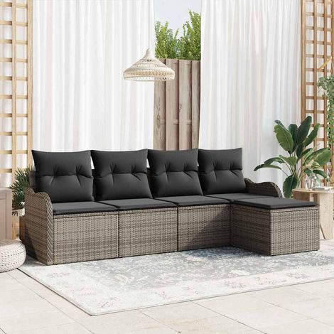 Gartensofa-set Grau Poly-Rattan
